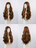 [Natalia] Ailsas's WIgs Long Body Wavy Wig Mixed Brown Middle Part Synthetic Wigs 78046