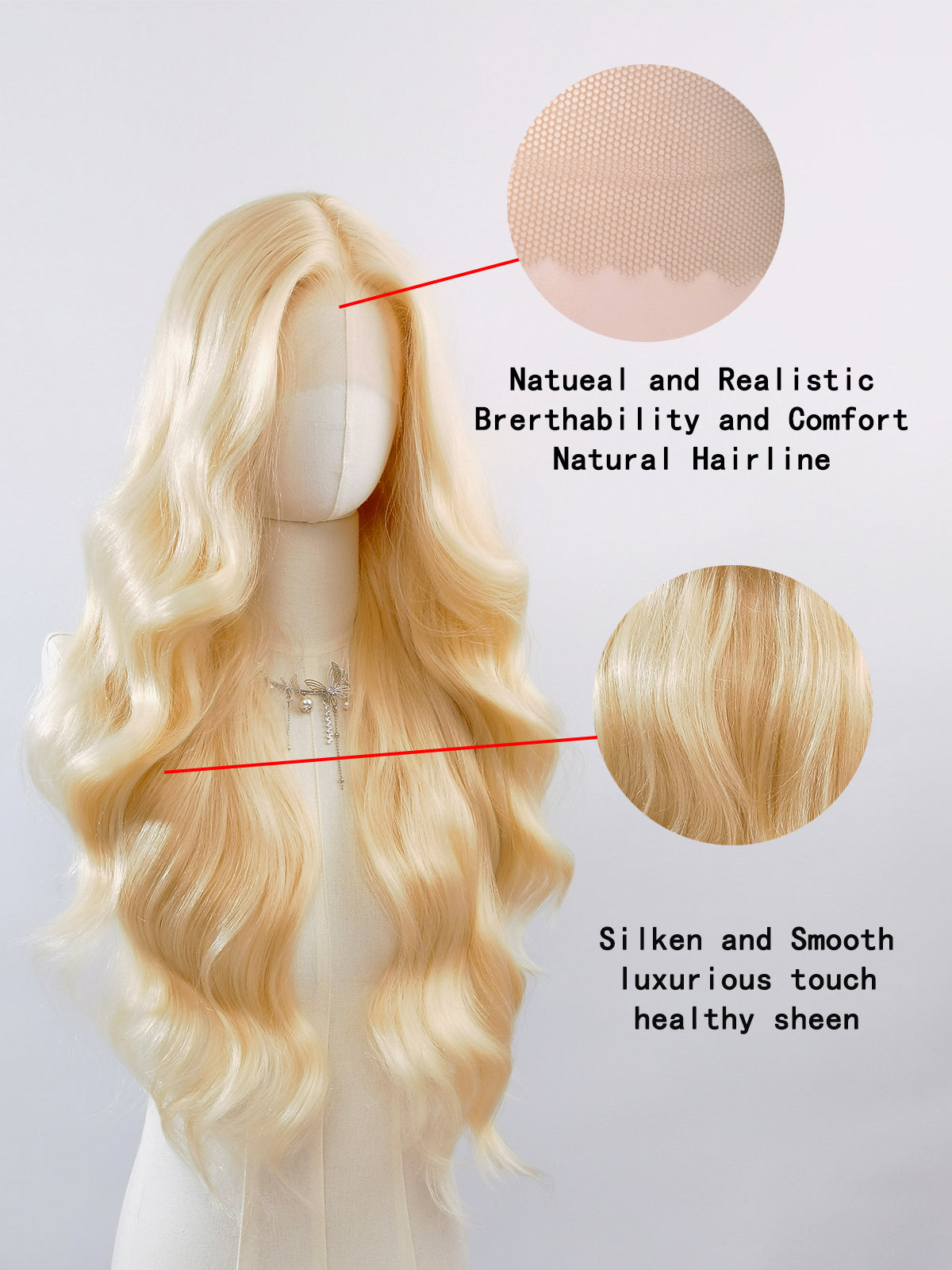 [Madeline] Ailsa's Wigs Platinum Body Wave Lace Front Synthetic Wigs 78049