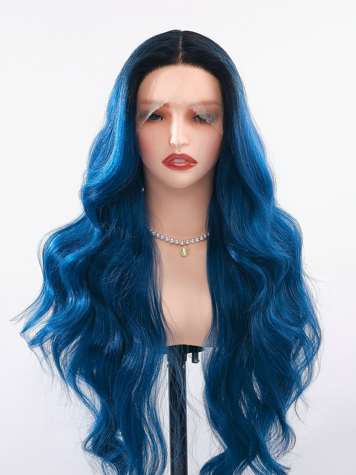 [Chloe] Ailsa's Wigs Fashion Dark Bule Body Wave Lace Front Synthetic Wigs 78050