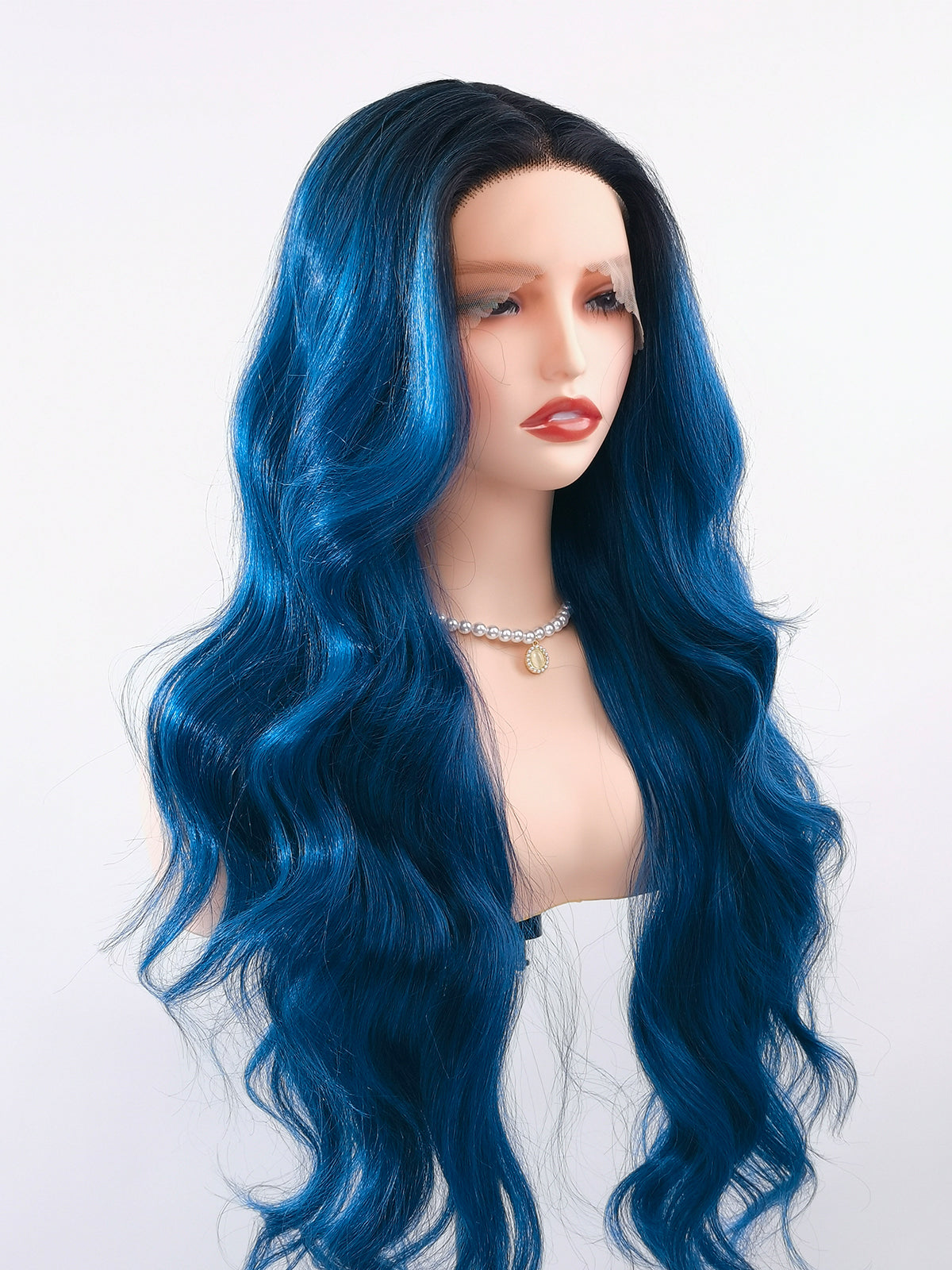 [Chloe] Ailsa's Wigs Fashion Dark Bule Body Wave Lace Front Synthetic Wigs 78050