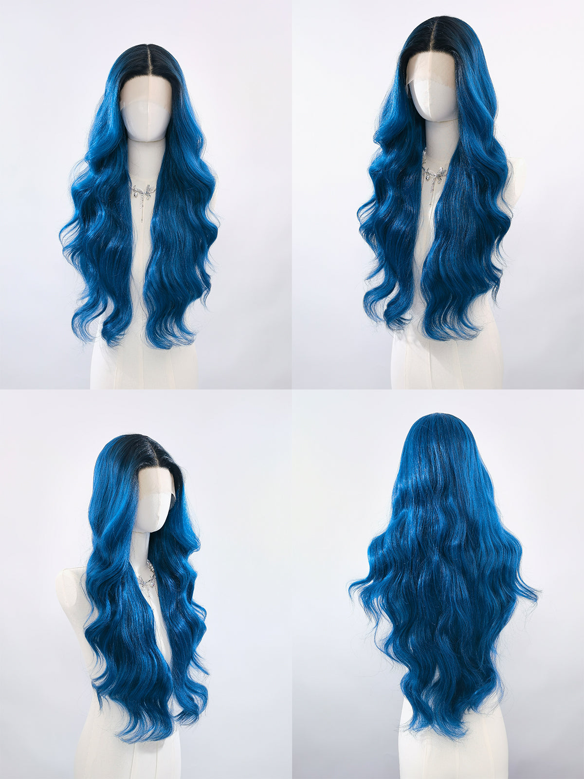 [Chloe] Ailsa's Wigs Fashion Dark Bule Body Wave Lace Front Synthetic Wigs 78050