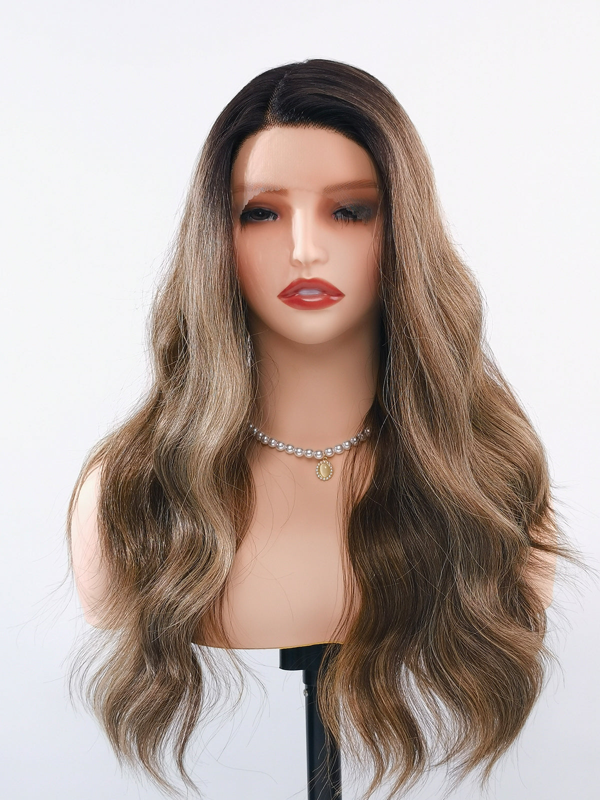 [Stella] Ailsa's Wigs L Part Mixed Brown Body Wave Lace Front Synthetic Wigs 78052