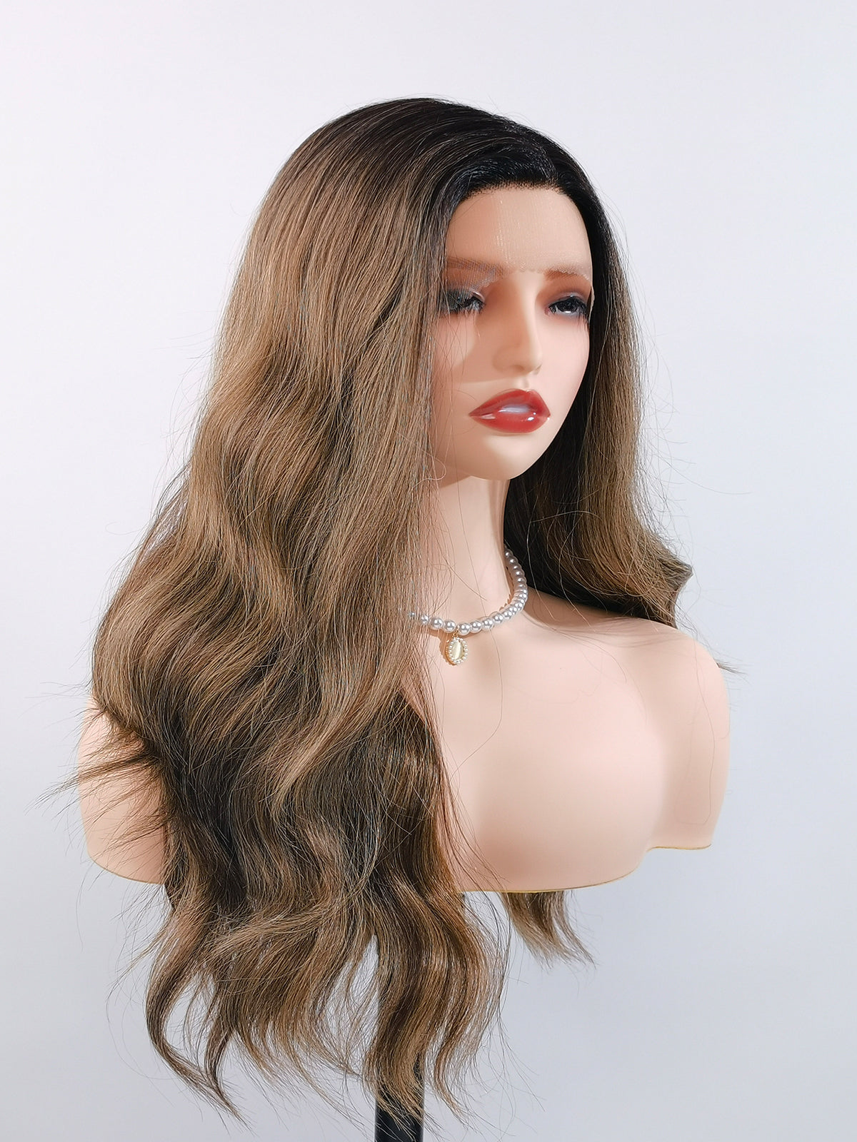 [Stella] Ailsa's Wigs L Part Mixed Brown Body Wave Lace Front Synthetic Wigs 78052