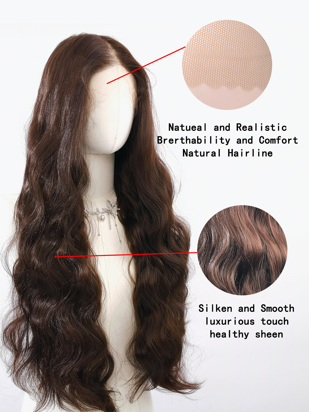 [Susan] Ailsa's Wigs13x6 Body Wave Lace Front Synthetic Wigs 28 Inch Brown Synthetic Hair 98060