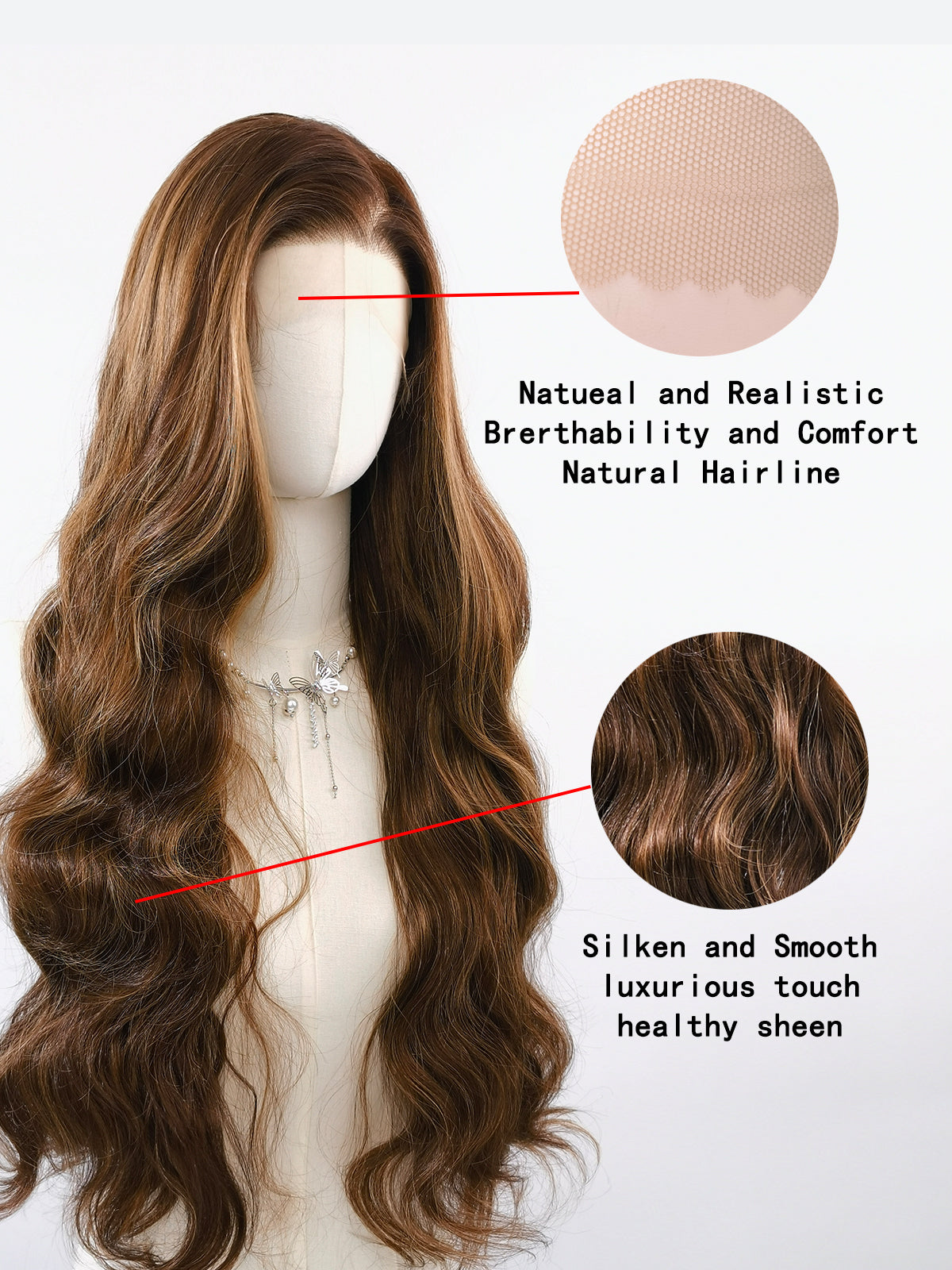 [Willow] Ailsa's WIgs 13x6 Long Body Wave Wigs Pre Plucked Mixed Brown Synthetic Wigs 98061