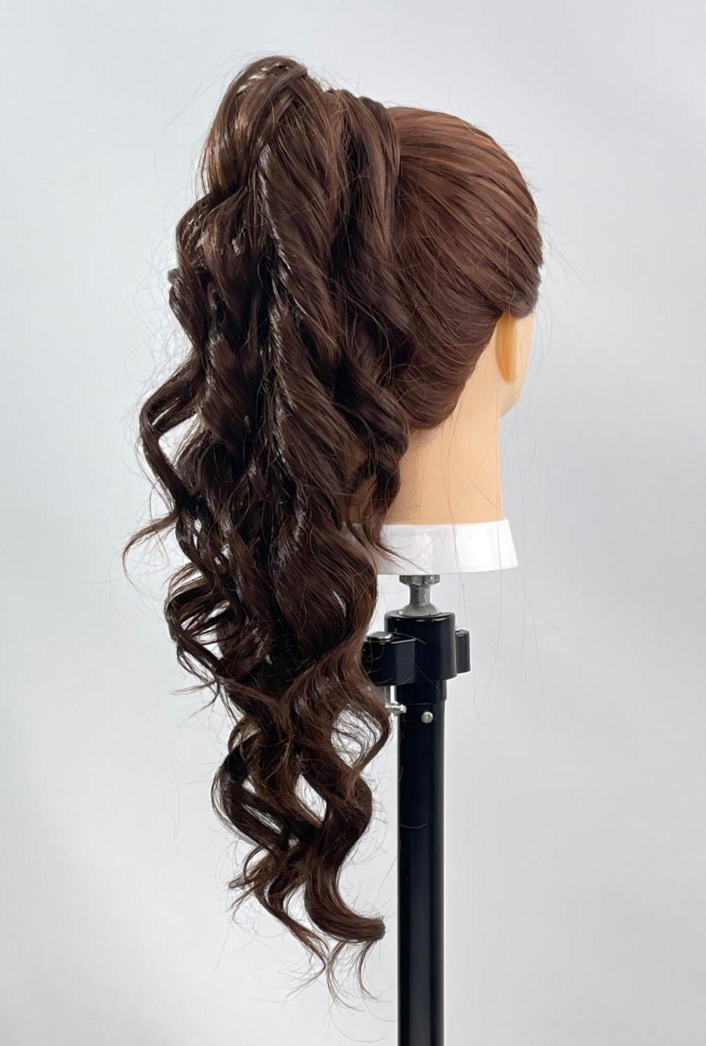 Hebbe | Black Ponytail Extension 26-Inch Long Wave Wig | Bendable Metal Wrap-Around - Ailsa's Wigs