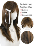 [Chestnut] Ailsas's Wigs Daily Hairstyle Wigs Dark Brown Synthetic Heat Resistant Wigs 68007