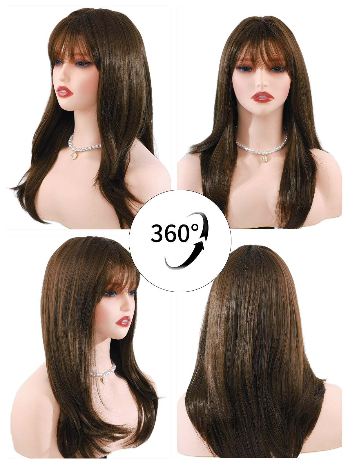 [Chestnut] Ailsas's Wigs Daily Hairstyle Wigs Dark Brown Synthetic Heat Resistant Wigs 68007