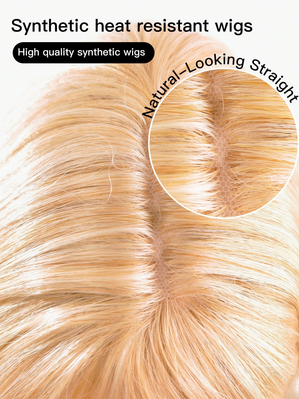 [Eilis] Ailsas's Wigs Gold Straight Wigs With Air Bangs Women Daily Hairstyle Wigs 61008