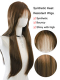 [Coffee Delight] Ailsas's Wigs Long Dark Brown synthetic Wigs With Bangs Natural Look Wigs 68009