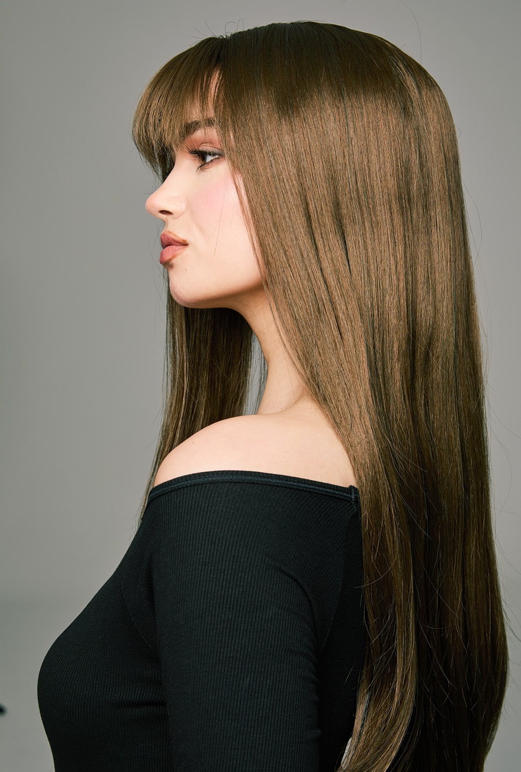 Coffee Delight | Long Brown Premium Synthetic Wig with Bangs | Sleek & Natural Look - Ailsa's Wigs