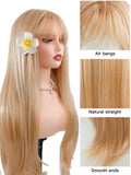 [Vivienne] Ailsas's Wigs Gold Straight Wigs Long synthetic Wigs With Air Bangs Natural Look 68010