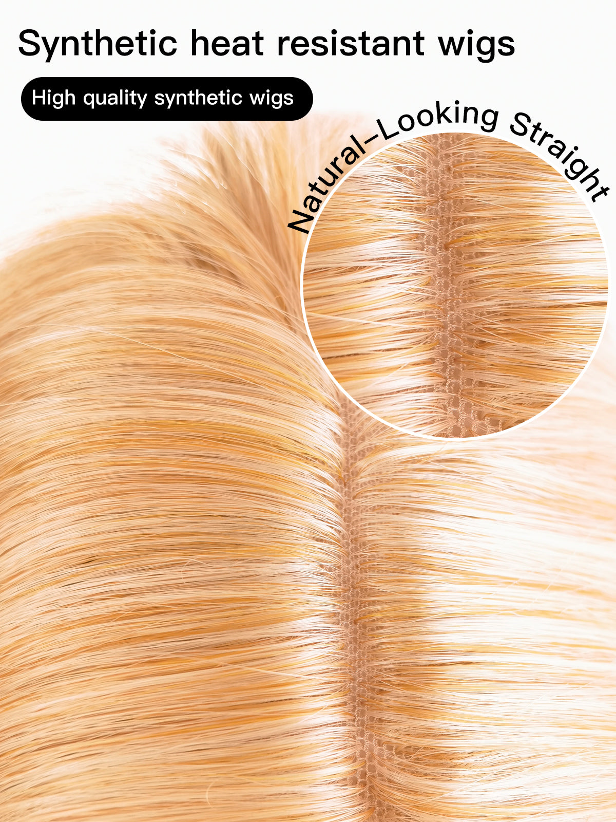 [Vivienne] Ailsas's Wigs Gold Straight Wigs Long synthetic Wigs With Air Bangs Natural Look 68010