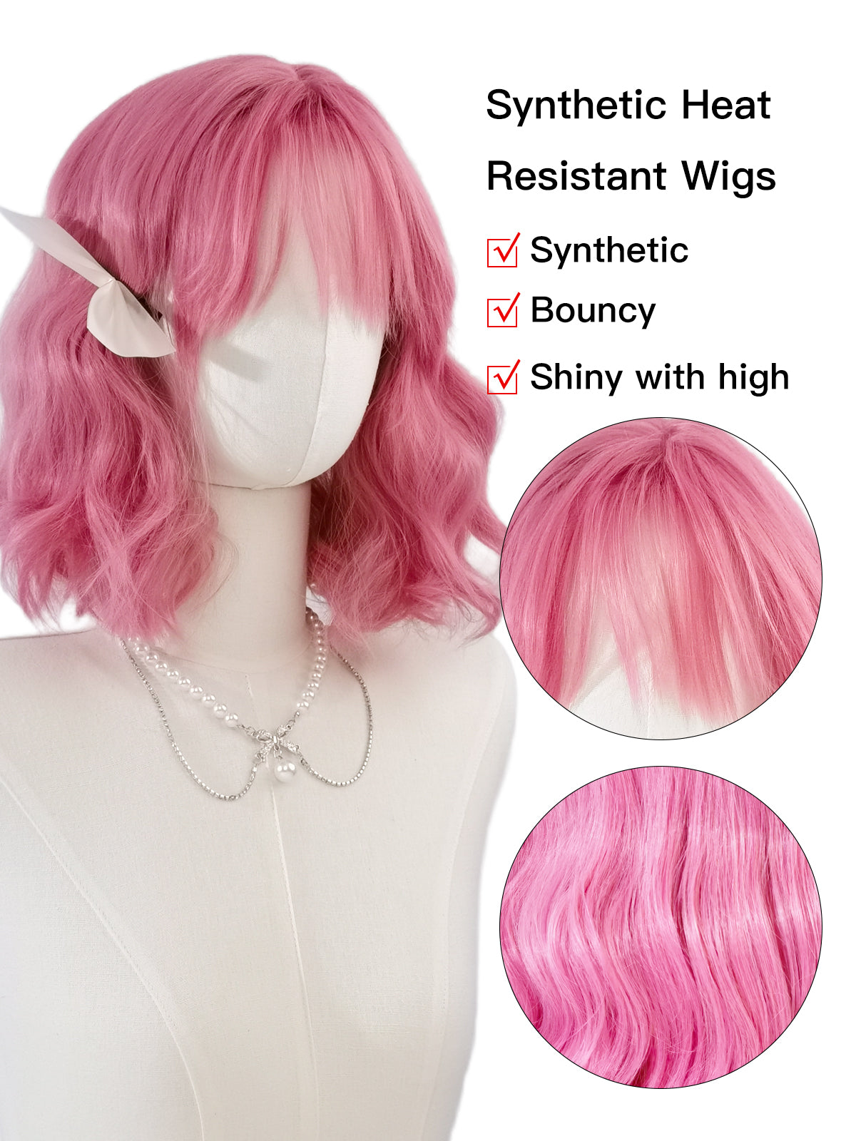 [Petal] Ailsas's Wigs Short Curly Wigs With Bangs Synthetic Wigs 68001