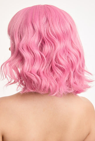 Petal | Youthful Pink Curly Synthetic Wig with Bangs - Ailsa's Wigs