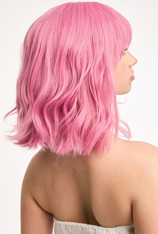 Petal | Youthful Pink Curly Synthetic Wig with Bangs - Ailsa's Wigs