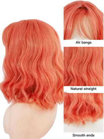 Coral | Playful Peach Curly Bob Synthetic Wig - Ailsa's Wigs