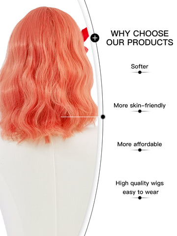 Coral | Playful Peach Curly Bob Synthetic Wig - Ailsa's Wigs