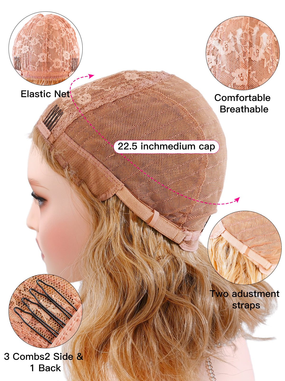 [Caramel] Ailsas's Wigs Short Wigs for Women Curly Wavy Synthetic Wigs with Bangs 68003