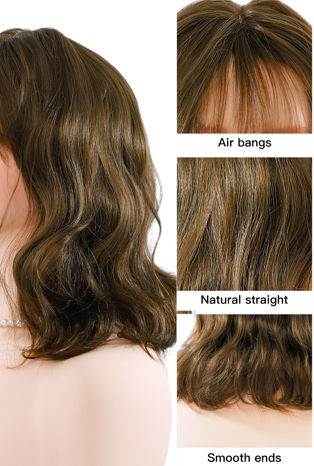 Cocoa | Elegant Dark Brown Curly Synthetic Wig with Bangs - Ailsa's Wigs