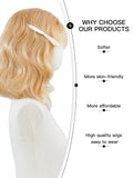 [Gleam] Ailsas's Wigs Gold Curly Wave Wigs With Air Bangs Synthetic Heat Resistant Wigs 68005