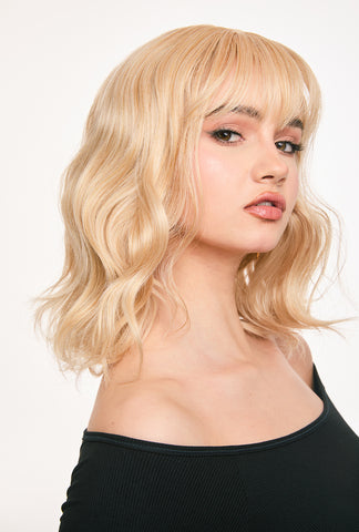 Gleam | Stylish Blonde Bob Synthetic Wig with Bangs - Ailsa's Wigs