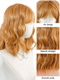 [Sandy] Ailsas's Wigs Natural Curly Wave Wigs for Women With Bangs Light Brown Synthetic Wigs 68006