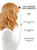 [Sandy] Ailsas's Wigs Natural Curly Wave Wigs for Women With Bangs Light Brown Synthetic Wigs 68006