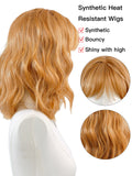 [Sandy] Ailsas's Wigs Natural Curly Wave Wigs for Women With Bangs Light Brown Synthetic Wigs 68006