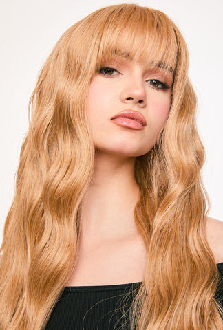 Lilith | Light Brown Long Curly Synthetic Wig | Natural Look with Bangs - Ailsa's Wigs