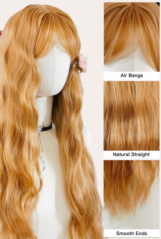 Lilith | Light Brown Long Curly Synthetic Wig | Natural Look with Bangs - Ailsa's Wigs