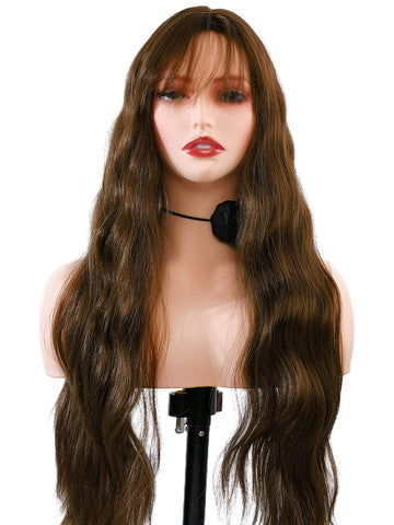 Mary | Dark Brown Synthetic Wig with Natural Waves | Elegant Style with Bangs - Ailsa's Wigs