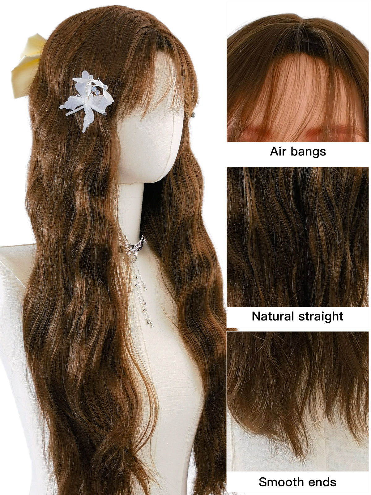 [Mary] Ailsas's Wigs Ash Brown Long Wave Synthetic Wigs for Wowen 68012