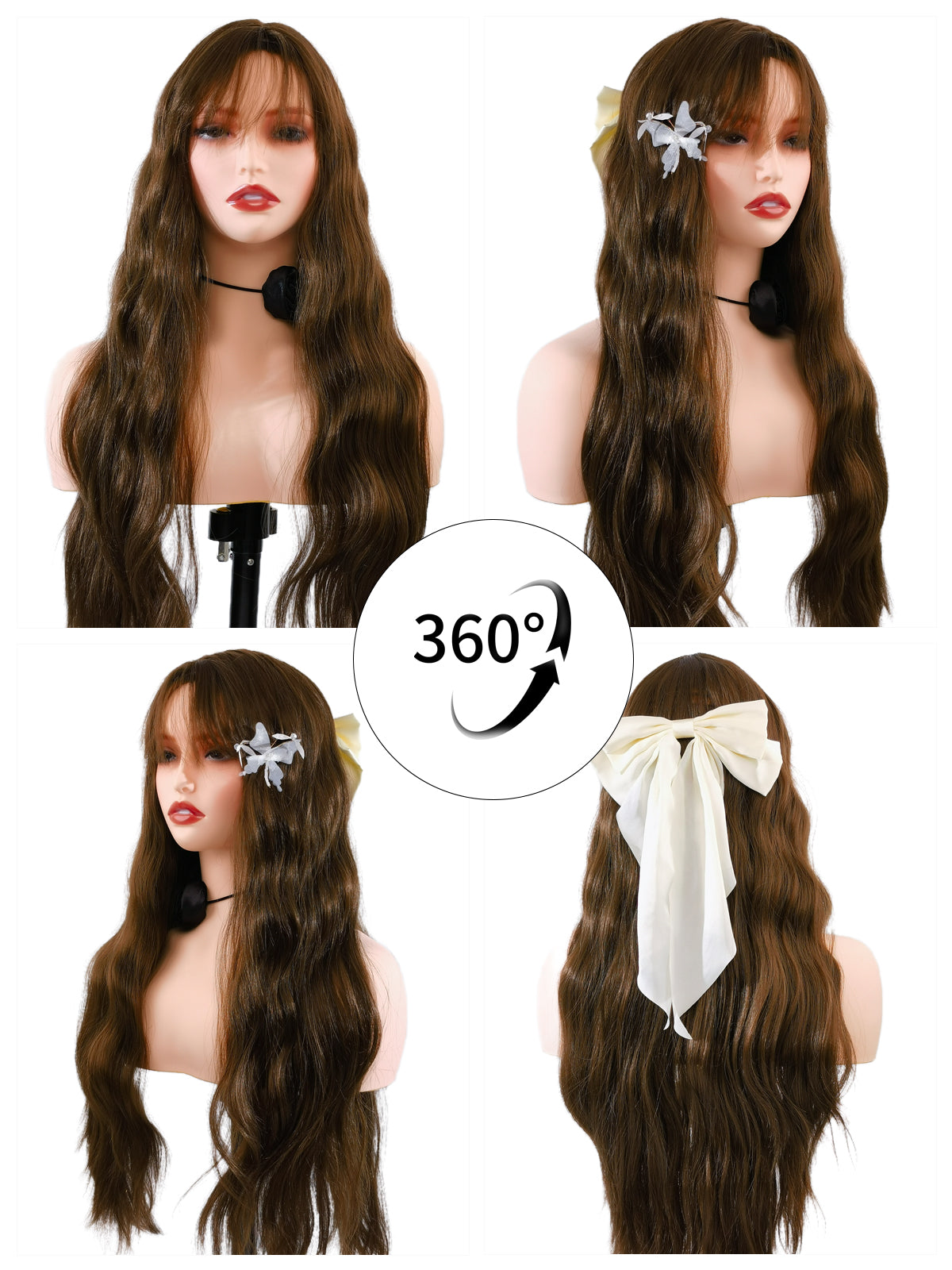 [Mary] Ailsas's Wigs Ash Brown Long Wave Synthetic Wigs for Wowen 68012