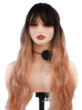 [Angie] Ailsas's Wigs Synthetic Wave Wigs Ombre  Brown Pink Wig for Women 68013