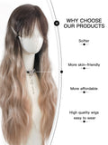 [juli] Ailsas's Wigs Body Wave Long Ombre Brown Gray Wig Natural Curly Hair 68014