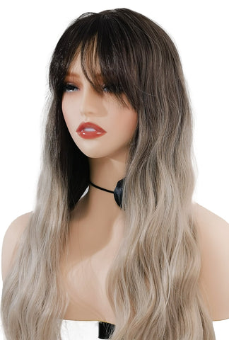 Lilith | Light Brown Long Curly Synthetic Wig | Natural Look with Bangs - Ailsa's Wigs