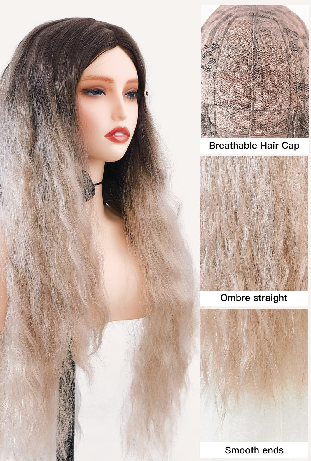 Mila | Ombre Brown to Grey 29inch Kinky Curly Thick Synthetic Wig | Trendy, Voluminous Style - Ailsa's Wigs