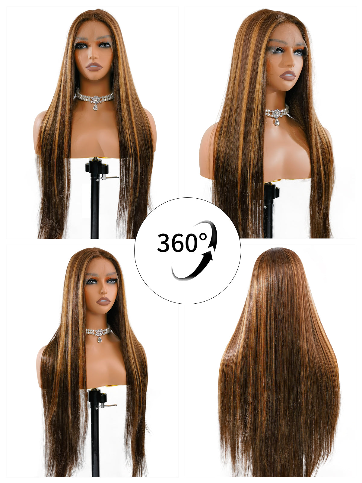 [Lucy] Ailsas's Wigs Highlight Ombre Lace Front Wig  Straight Hair Synthetic Wigs 71038