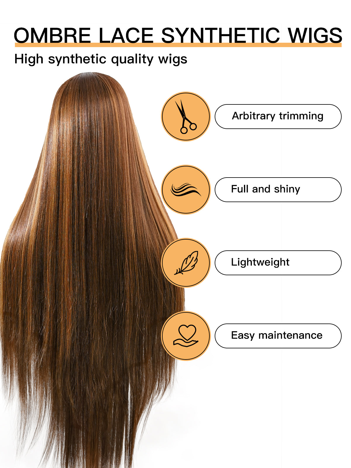 [Lucy] Ailsas's Wigs Highlight Ombre Lace Front Wig  Straight Hair Synthetic Wigs 71038