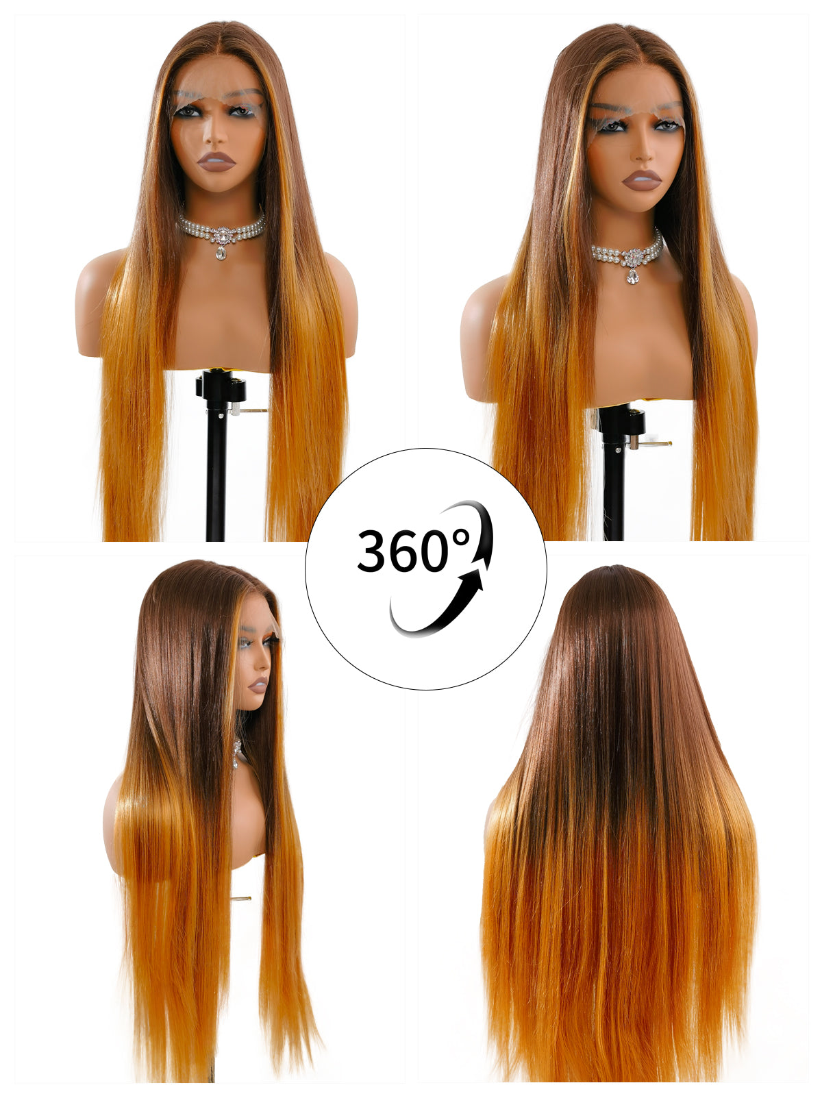 [Hannah]Ailsas's Wigs Long Straight Ombre Golden Brown Synthetic Wigs 71039