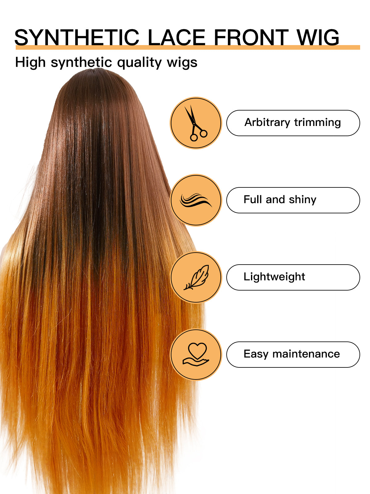 [Hannah]Ailsas's Wigs Long Straight Ombre Golden Brown Synthetic Wigs 71039