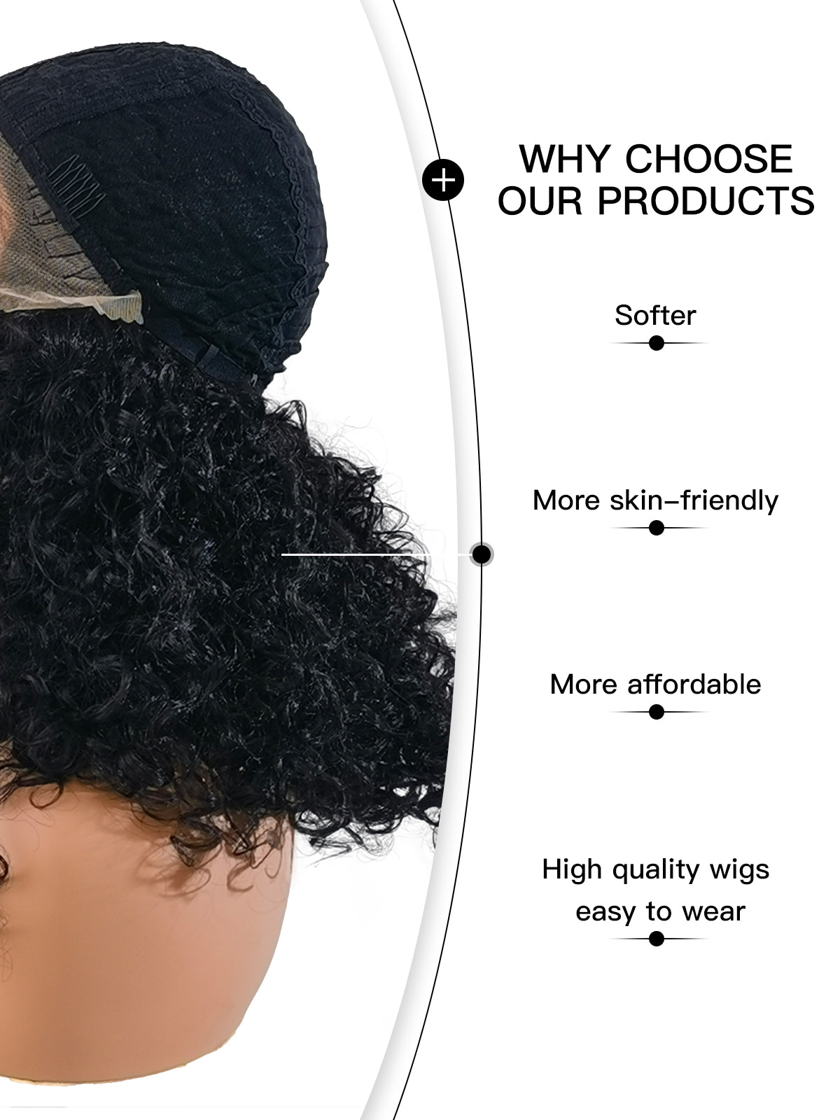 [zoey] Ailsas's Wigs Afro Curly Wig Black Synthetic Fiber Middle Part Wigs 78030