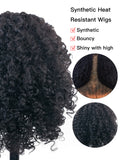 [zoey] Ailsas's Wigs Afro Curly Wig Black Synthetic Fiber Middle Part Wigs 78030