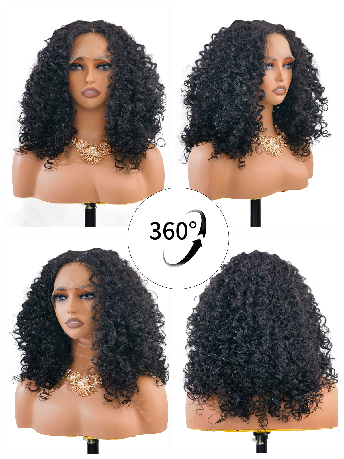 [zoey] Ailsas's Wigs Afro Curly Wig Black Synthetic Fiber Middle Part Wigs 78030