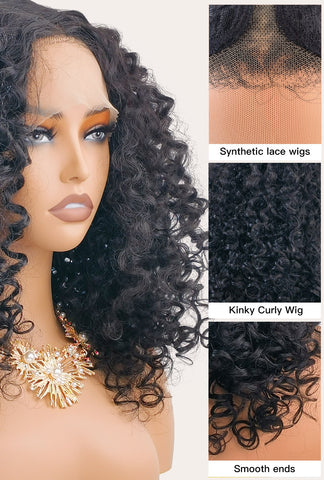 Zoey | Classic Afro Wig in Natural Black | Short T Part Lace Front Design - Ailsa's Wigs