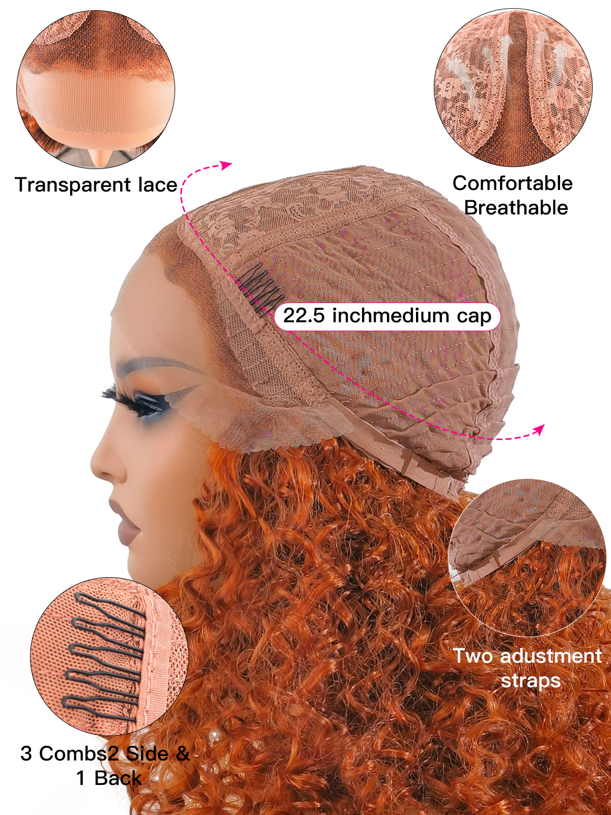 Joanna | Stylish Ginger Afro Wig | T Part Lace Front - Ailsa's Wigs