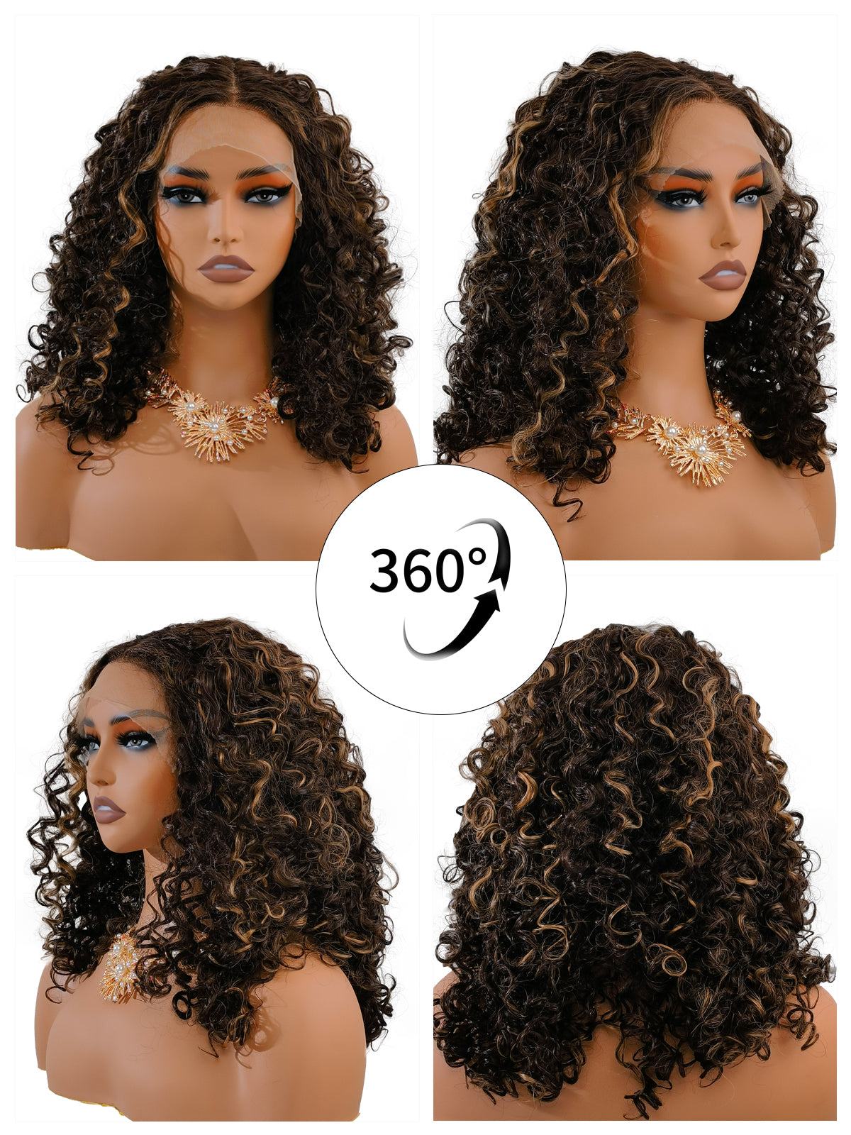 [Jessica] Ailsa's Wigs Highlight Kinky Curly Wigs Brown Afro Kinky Synthetic Wigs 78032