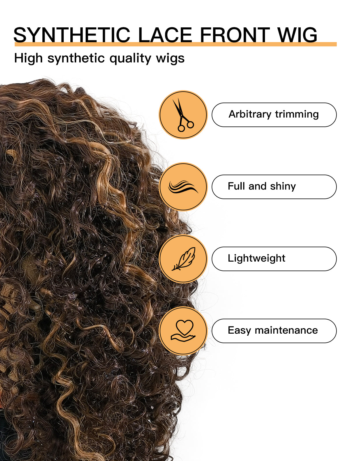 [Jessica] Ailsa's Wigs Highlight Kinky Curly Wigs Brown Afro Kinky Synthetic Wigs 78032