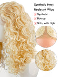 [Sofia] Ailsas's Wigs Blonde Snythetic Lace Front Kinky Curly Middle Part Wigs 78033